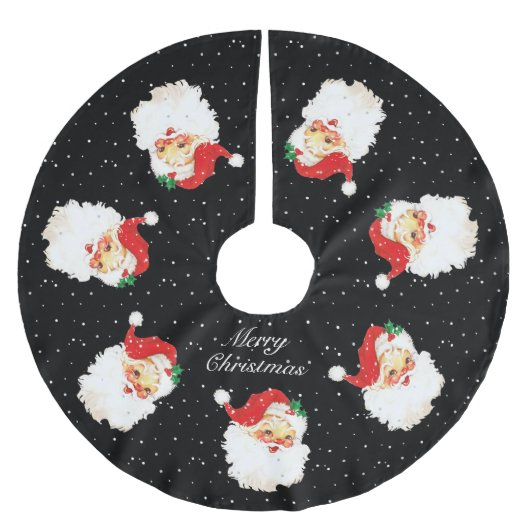 Santa Claus Mandala en Snowflakes op zwart Kerstboom Rok (Voorkant)