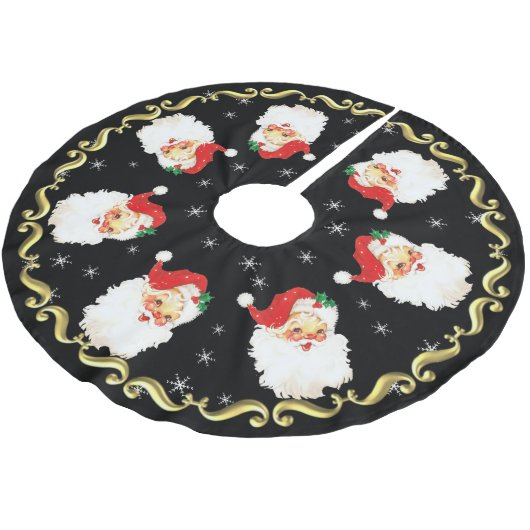 Santa Claus Mandala en Snowflakes op zwart Kerstboom Rok (Gekanteld)