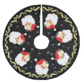 Santa Claus Mandala en Snowflakes op zwart Kerstboom Rok (Voorkant)