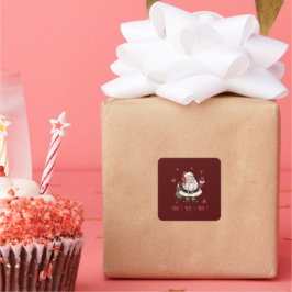 Santa Claus Maroon Square Stickers