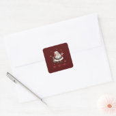 Santa Claus Maroon Square Stickers (Envelop)