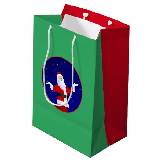 Santa Claus Medium Cadeauzakje (Achterkant Gekanteld)