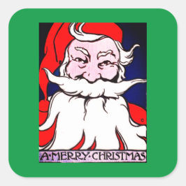 Santa Claus MERRY CHRISTMAS ART NOUVEAU STICKER