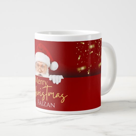 Santa Claus Merry Christmas Custom Name Coffee Mok (Voorkant rechts)