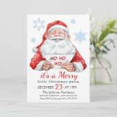 Santa Claus Merry Christmas Little Party Kaart (Staand voorkant)