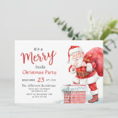 Santa Claus Merry Christmas Little Party Kaart (Staand voorkant)