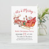 Santa Claus Merry Christmas Little Party Kaart (Staand voorkant)