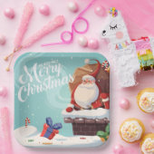 Santa Claus Merry Christmas Paper Plate  Papieren Bordje (Feest)