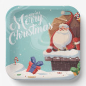 Santa Claus Merry Christmas Paper Plate  Papieren Bordje (Voorkant)