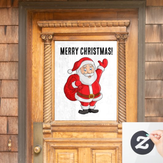 SANTA CLAUS MERRY CHRISTMAS WINDOW CLING RAAMSTICKER (Huis Deur)
