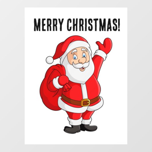 SANTA CLAUS MERRY CHRISTMAS WINDOW CLING RAAMSTICKER (Vel)