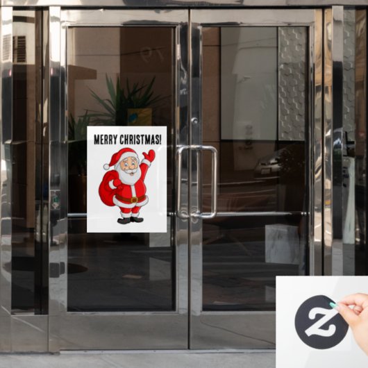 SANTA CLAUS MERRY CHRISTMAS WINDOW CLING RAAMSTICKER (Kantoordeur)