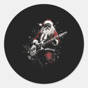 Santa Claus Merry Christmas Xmas Rocking Music Gui Ronde Sticker