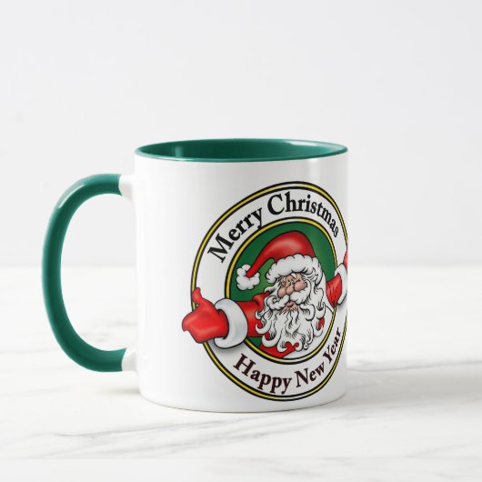 Santa Claus Merry Happy Nieuwjaar Mok (Links)