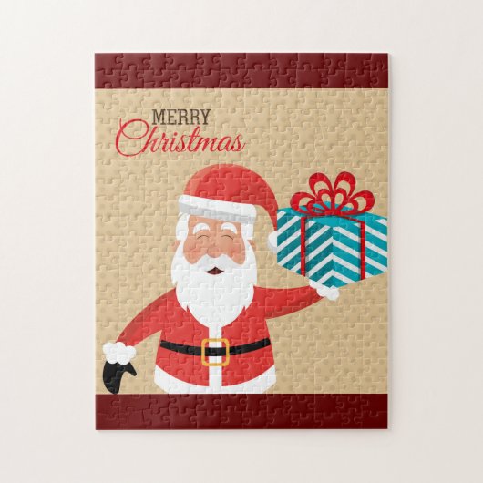 Santa Claus Merry kerstcadeautje Legpuzzel (Verticaal)