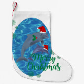 santa claus merry kerstdolphins stocking kleine kerstsok (Voorkant)