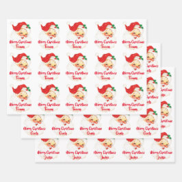 Santa Claus Merry Kerstmis op maat Inpakpapier Vel