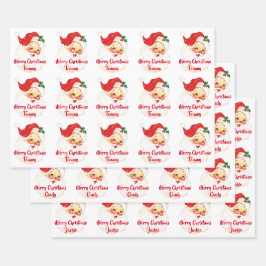 Santa Claus Merry Kerstmis op maat Inpakpapier Vel (Set)