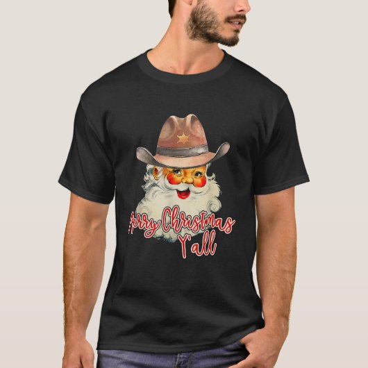 Santa Claus Merry Kerstmis Western Land C T-shirt (Voorkant)