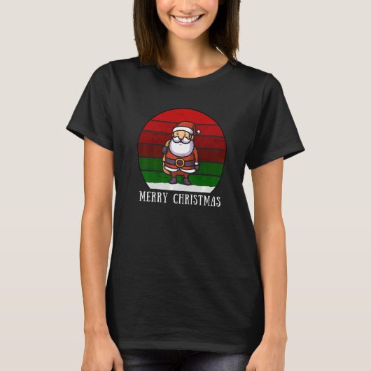 Santa Claus Merry Kerstmis XMas  Retro T-shirt (Voorkant)
