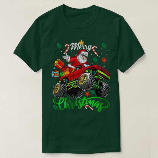Santa Claus Merry kerstreiding Monster Truck F T-shirt (Design voorkant)