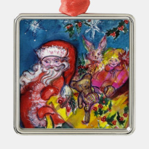 SANTA CLAUS MET CHRISTMAS GIFTS EN TOYS METALEN ORNAMENT
