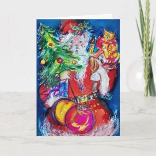 SANTA CLAUS MET CHRISTMAS TREE EN GIFTS FEESTDAGEN KAART