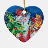 SANTA CLAUS MET CHRISTMAS TREE EN GIFTS Red Ruby Keramisch Ornament (Voorkant)