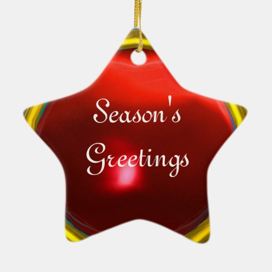 SANTA CLAUS MET CHRISTMAS TREE EN GIFTS Red Ruby Keramisch Ornament (Achterkant)