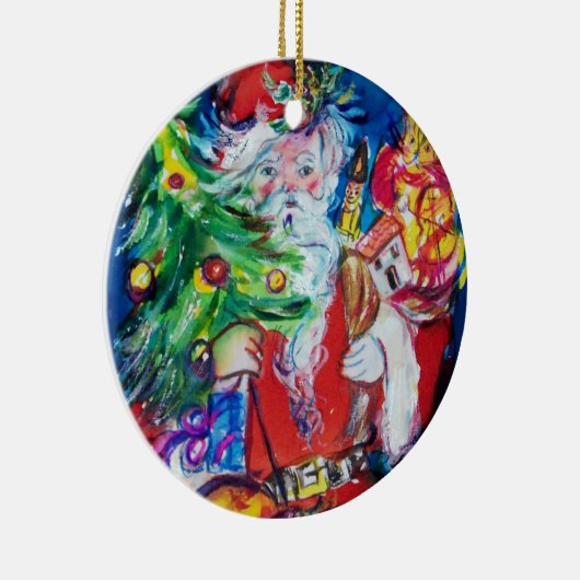 SANTA CLAUS MET CHRISTMAS TREE EN GIFTS Red Ruby Keramisch Ornament (Rechts)