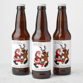 Santa Claus met een maas - Fijne kerst Bier Etiket (Flessen)