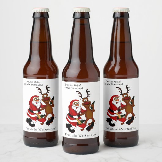 Santa Claus met een maas - Fijne kerst Bier Etiket (Flessen)