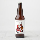 Santa Claus met een maas - Fijne kerst Bier Etiket (Voorkant)