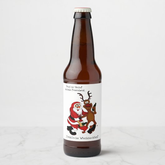 Santa Claus met een maas - Fijne kerst Bier Etiket (Voorkant)