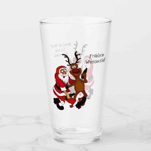 Santa Claus met een maas - Fijne kerst Glas (Voorkant)