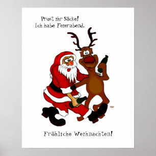 Santa Claus met een maas - Fijne kerst Poster