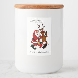 Santa Claus met een maas - Fijne kerst Voedselcontainer Etiket