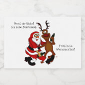 Santa Claus met een maas - Fijne kerst Voedselcontainer Etiket (Enkel label)