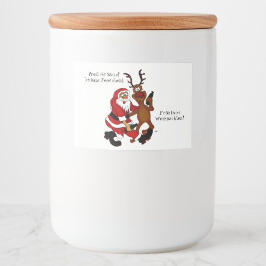 Santa Claus met een maas - Fijne kerst Voedselcontainer Etiket (Voorkant)