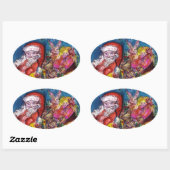 SANTA CLAUS MET GIFTS OVALE STICKER (Vel)