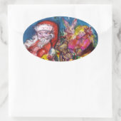 SANTA CLAUS MET GIFTS OVALE STICKER (Tas)