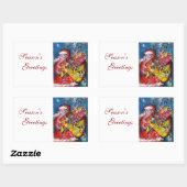 SANTA CLAUS MET GIFTS RECHTHOEKIGE STICKER (Vel)