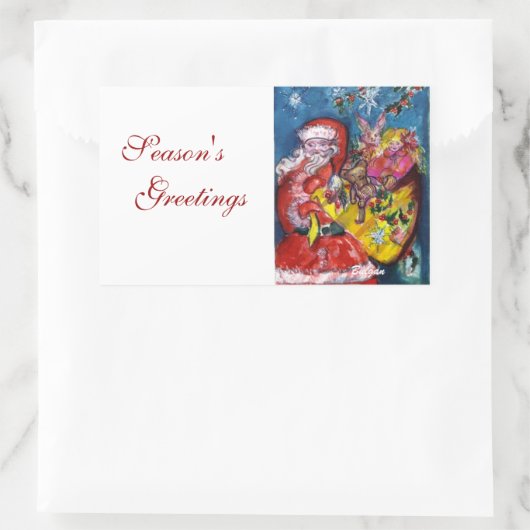 SANTA CLAUS MET GIFTS RECHTHOEKIGE STICKER (Tas)