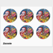SANTA CLAUS MET GIFTS RONDE STICKER (Vel)
