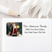 Santa Claus met het etiket van het het terugkeerad (Insitu)