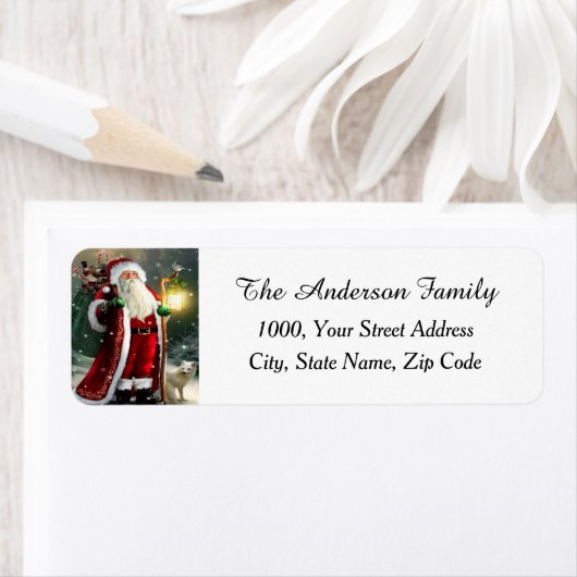 Santa Claus met het etiket van het het terugkeerad (Insitu)