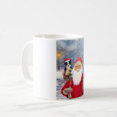 Santa Claus met kerstcadeaus Border Collie Dog Koffiemok (Voorkant links)