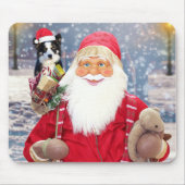 Santa Claus met kerstcadeaus Border Collie Dog Muismat (Voorkant)