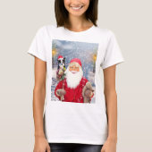 Santa Claus met kerstcadeaus Border Collie Dog T-shirt (Voorkant)