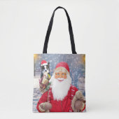 Santa Claus met kerstcadeaus Border Collie Dog Tote Bag (Voorkant)